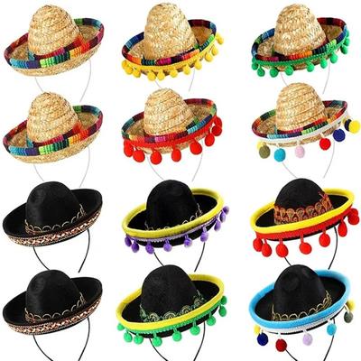 NOVÝ DIY Mexický Mini Klobouk Slámový s Obručí Sombrero Klobouk Pokrývka hlavy Vystoupení Rekvizity Party Dekorace