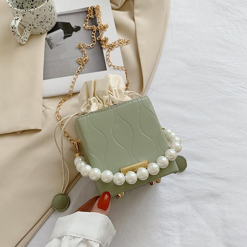 Summer Small Bag 2025 New Internet Celebrity Foreign Style Bucket Bag Casual Simple Messenger Bag Pearl Portable Women's Bag