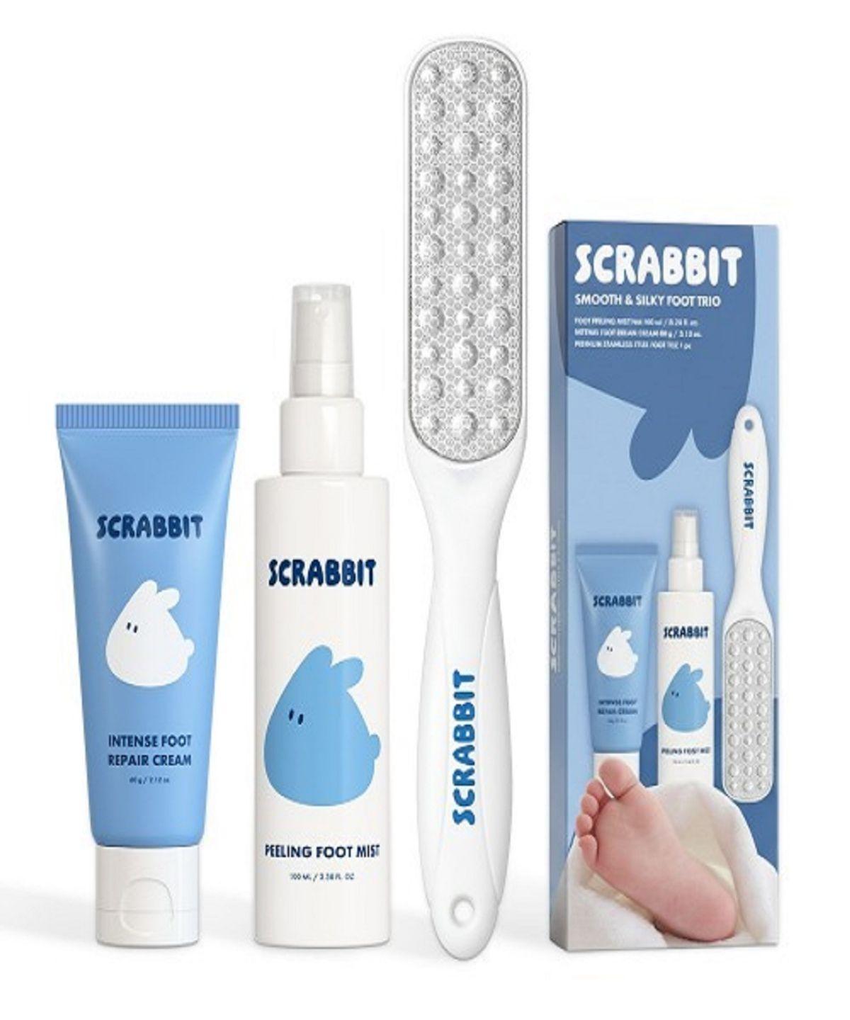 Scrabbit Foot Callus Eraser Softener + Stainless Steel Foot File + Foot Cream Set Smooth and Silky Foot Trio Foot Calluses