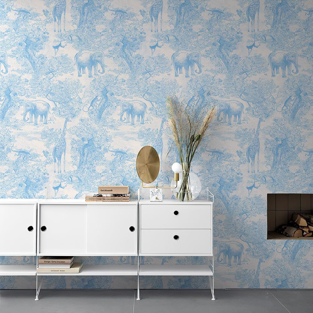 

Небесно-голубые животные самоклеящиеся обои ретро джунгли слон водонепроницаемая наклейка на шкаф винтажный декор с самоклеящимися жирафами 44cmx300cm