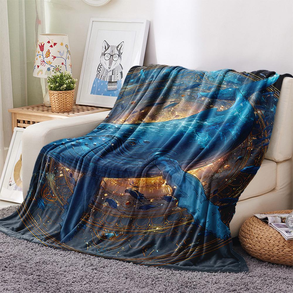 Dolphin Print Flannel Blanket, High quality Comfortable for All Seasons, Home Decor, Warmth and Comfort, Perfect for Christmas Gifts