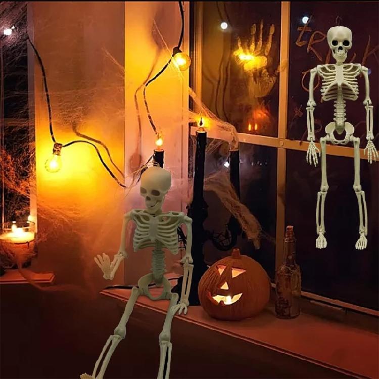 Halloweenowy Szkielet Plastyczny z Ruchomymi Stawami do Dekoracji Cmentarza, Domu Strachów, Wewnątrz i na Zewnątrz