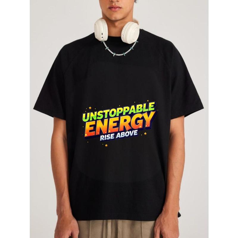 

Unisex T Shirt White Unstoppable Energy Rise Above Graphic Print Casual Streetwear Fashion Top for Everyday Wear and Outings XXXXL чёрный