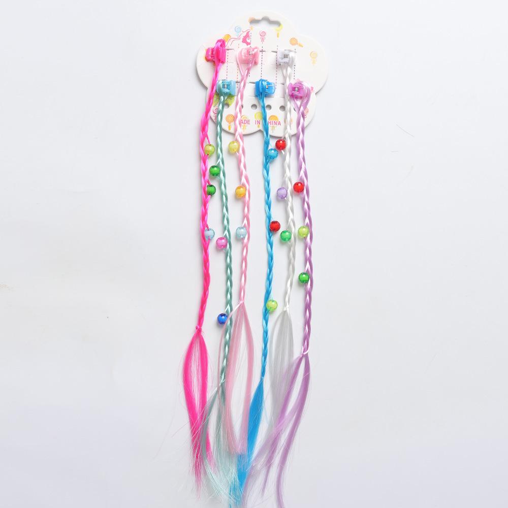 6pcs/set Colorful Braids Hair Extensions with Hair Clips Hair Styling Accessories For Kids Hair Extensions Accessories