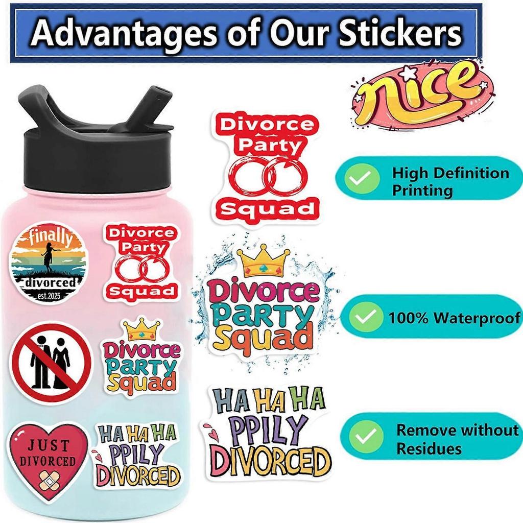 Creative Divorce Design Sticker Decals Collection 50Pcs Auto Adhesive Decorative Labels For Phone Technology Accessories Multicolor