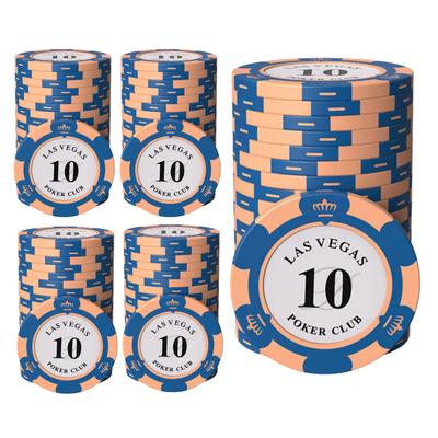 East Leaf Poker Chips, Clay Casino Chips, 10-Sided Value, Single Chip Set of 100 with Metal Inserts, Premium Quality, Authentic Design for Card Games