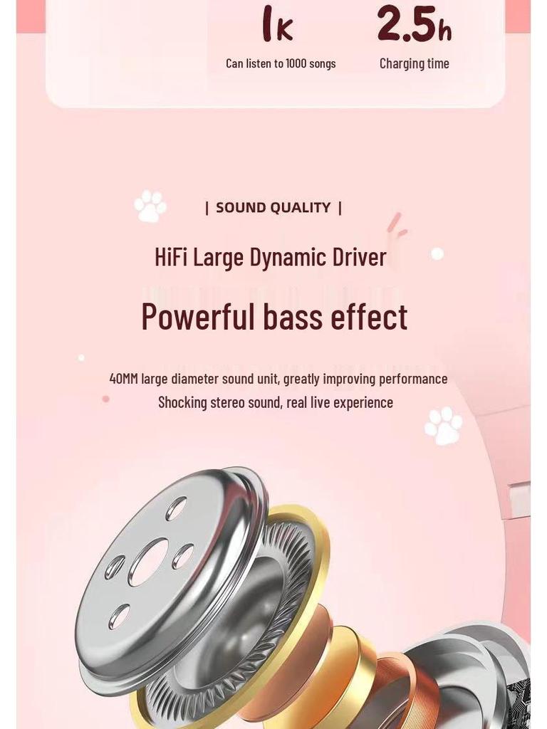 STN-28 Wireless Bluetooth Cat Ear Headphones - Cute, Glowing, Over-Ear, New Model