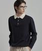 WORK ON BODY OFF Par Semi-Overfit Two-Tone Collar Knit [Navy]