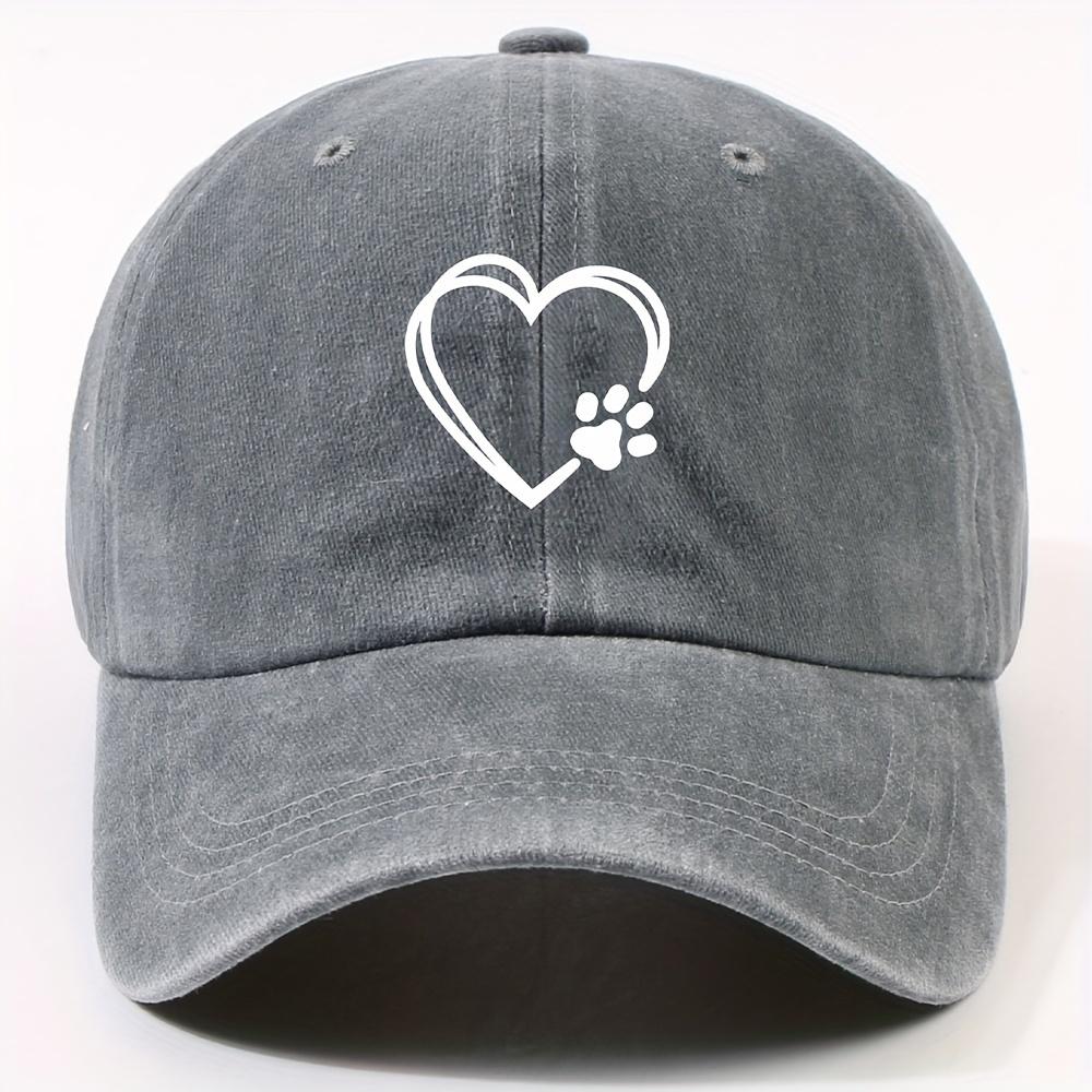Double Layered Heart-shaped Cat Paw Printed Duckbill Cap for Both Men and Women, Adjustable Dad Baseball Cap