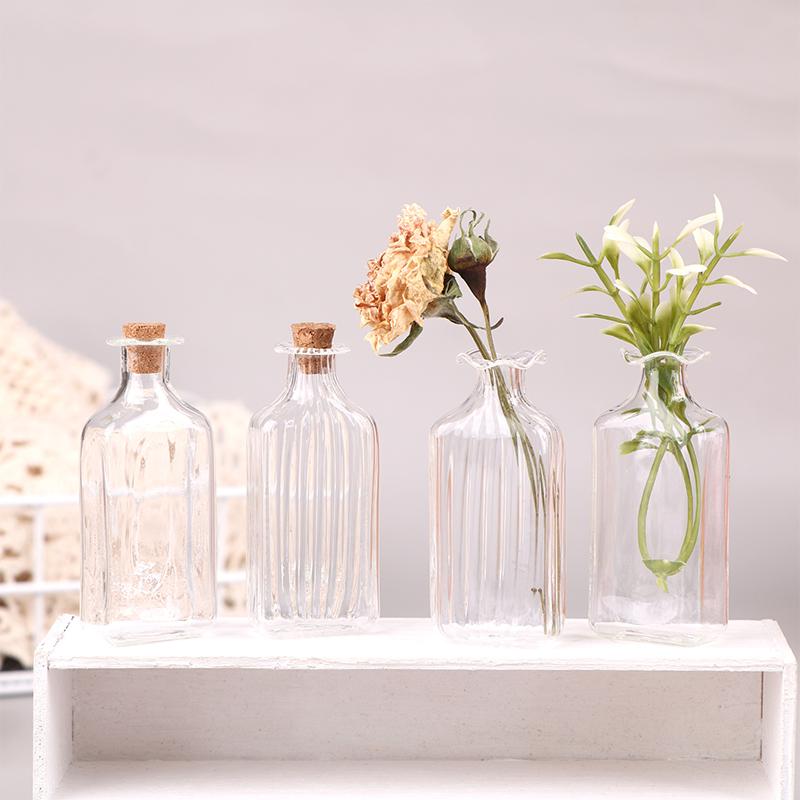 Puppenhaus Miniatur Klarglas Bonbonglas Mini Kaffeebohnen Aufbewahrungsflasche Quaderförmige Blumenvase Modell Küchendekor Spielzeug