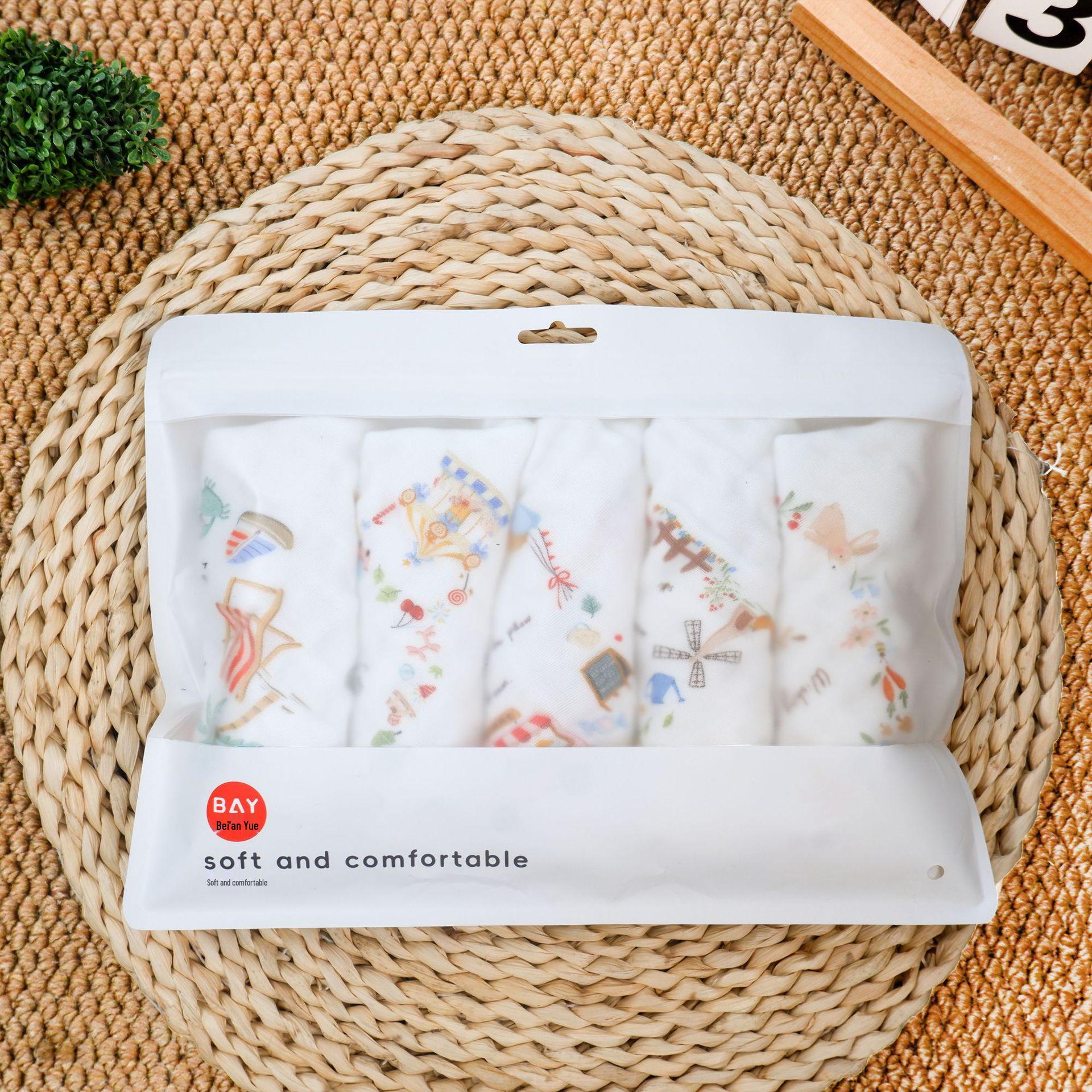 Bei an Yue Premium Cotton Baby Washcloth & Bib Set