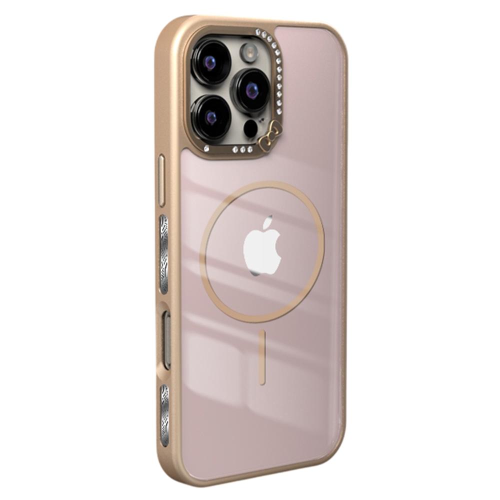 For iPhone 16 Pro Max Case Compatible with MagSafe Bow Rhinestone TPU+Acrylic Phone Back Cover