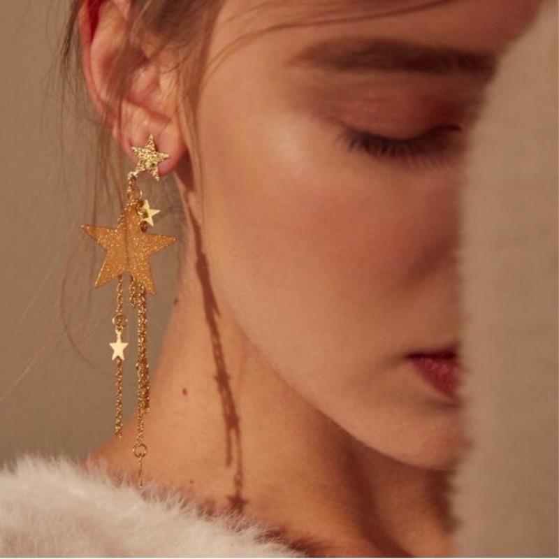 

Trendy Star stud Women Girl Jewelry New Design Alloy Crystal Stars Gemetric Drop Earrings