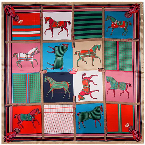 

New Design Plaid Carriage Silk Scarf For Ladies Striped Hijab Shawl Brand Scarf Foulard Square Head Scarves Wraps For Women