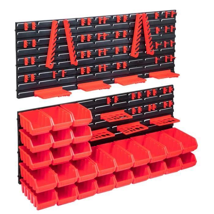 Kit de bacs de stockage - VIDAXL - Rouge et noir - 27 compartiments - Plastique - Extensible