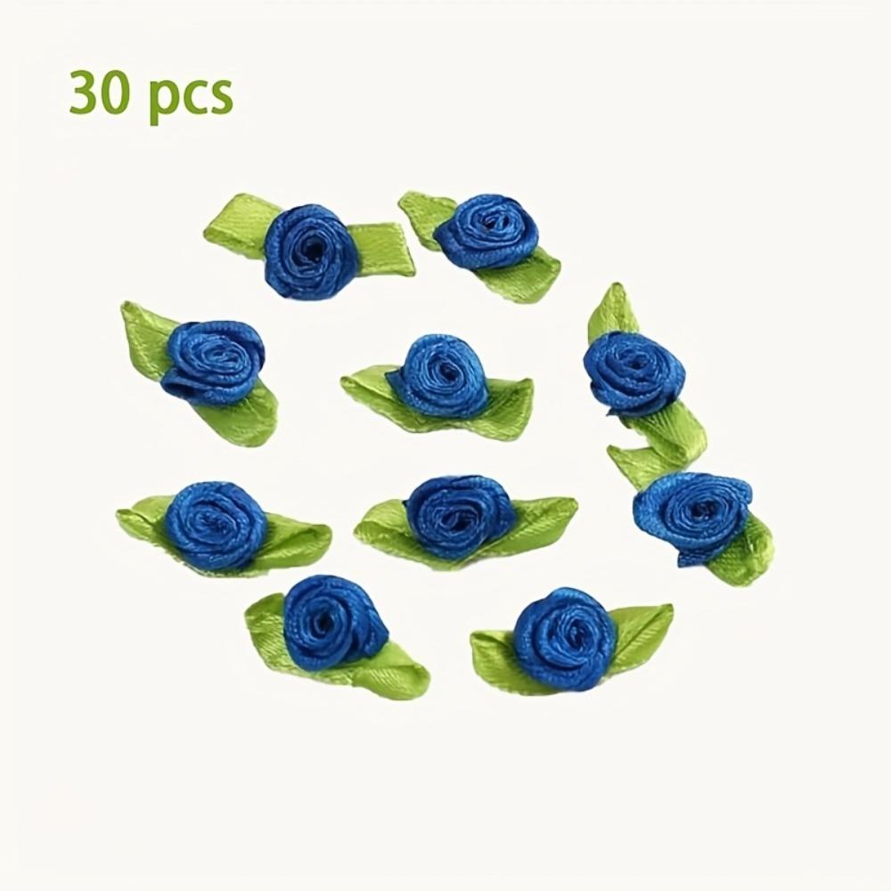 30 ks Kávové stuhové růže Mini růžičky pro tvoření Malé saténové mašličky Růže Umělé květiny.