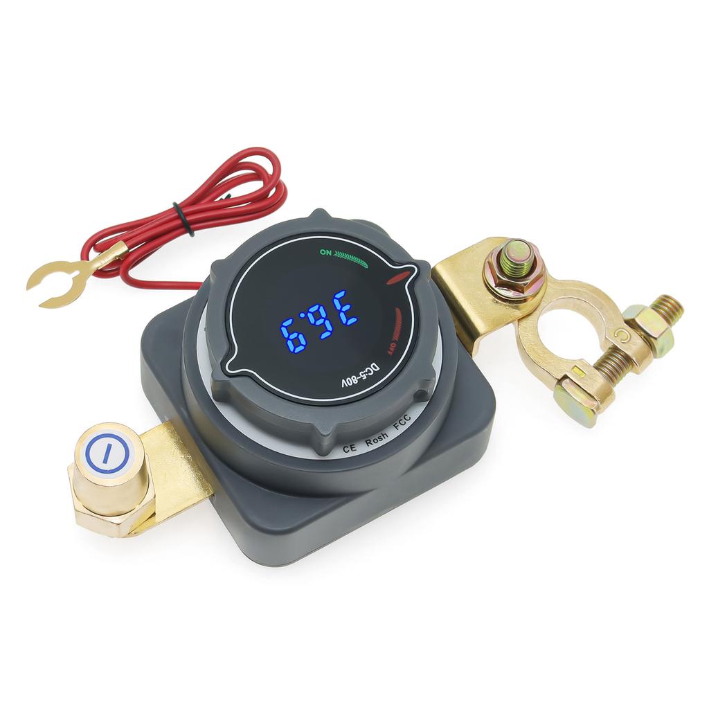 Upgrade 300A Battery Disconnect Switch with Voltmete Switch 12-48V Power Master Isolator Cut/Shut Off Switch DC5-80V for all car