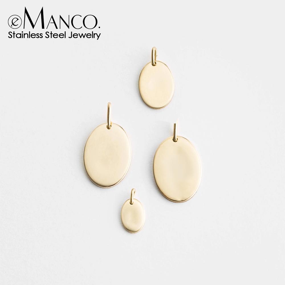 EMANCO Blank Oval Stainless Steel Mirror Polished Charms Can Make DIY Necklace Pendant Bracelet Wholesale Factory Outlet