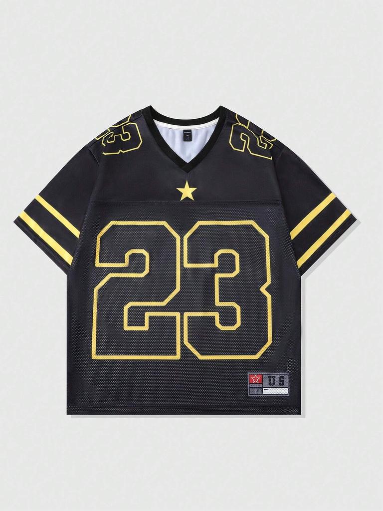 2025 Neues Heißes Damen Sommer Y2K Mode Lässiges Hemd Street Retro Hip Hop 23 Hemd V-Ausschnitt Locker Atmungsaktiv Schnelltrocknendes T-Shirt