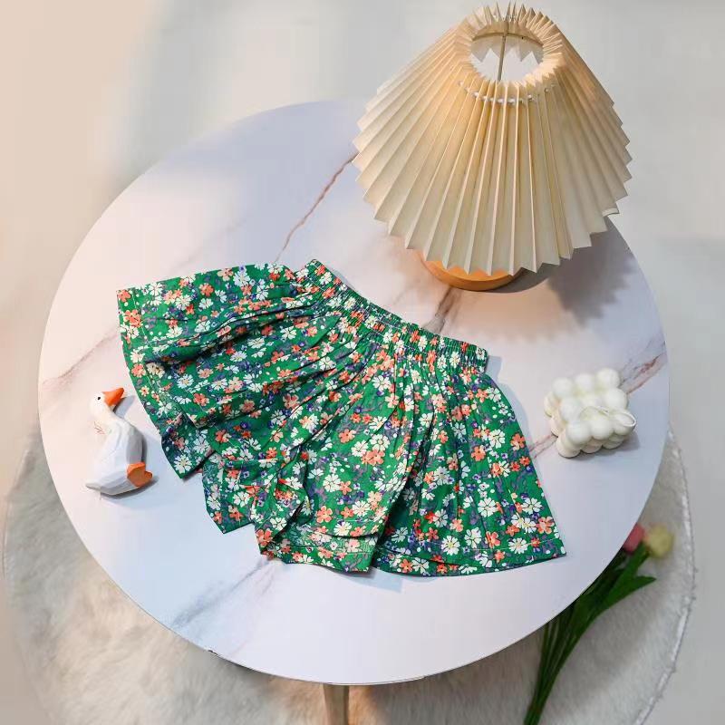 2023 Summer Korean Floral Skirt Shorts for Girls - Sweet Fashionable Kids' Hot Pants