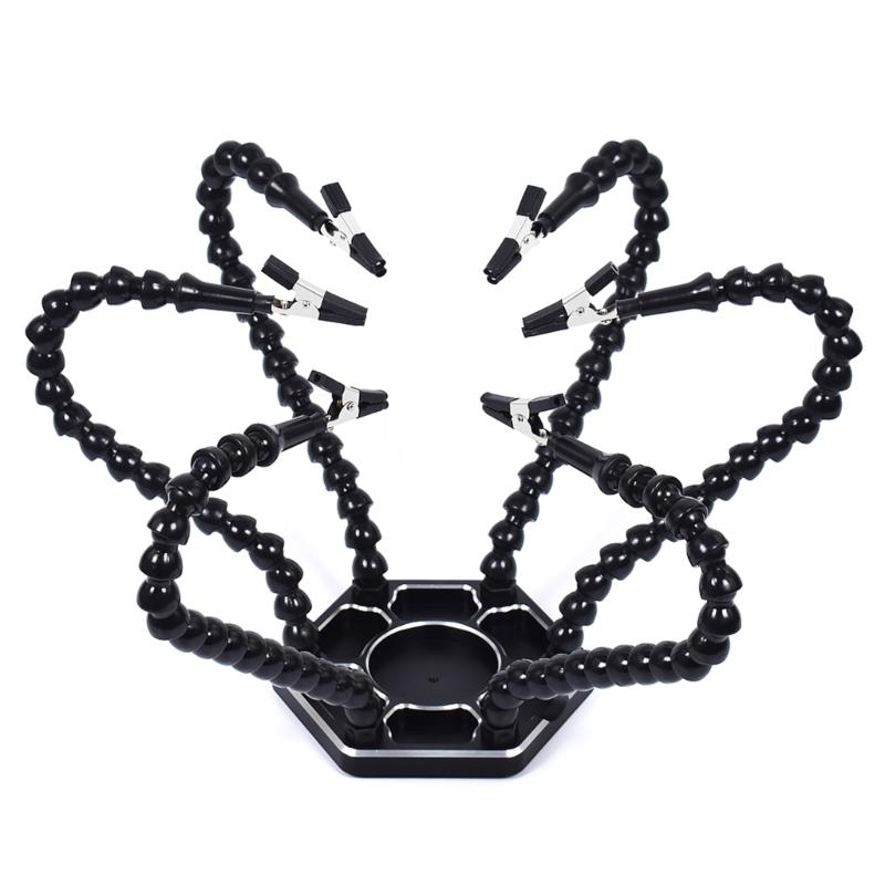 

Soldering Station with Six Flexible Arms Metal Base Soldering Tool 6 Soldering Aid Vise Aluminum Base for Soldering 1 чёрный