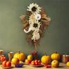 M-Modern-Artificial Pumpkins Wreaths White Pumpkin Maple Leaf With Leaves Flower Fall Door Garland Thanksgiving Theme