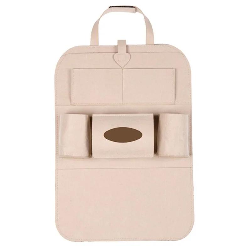 

Универсальная сумка для хранения на заднем сиденье автомобиля, органайзер, эластичная фетровая сумка для хранения багажника, 6 карманов, органайзер, подвесные автомобильные аксессуары бежевый