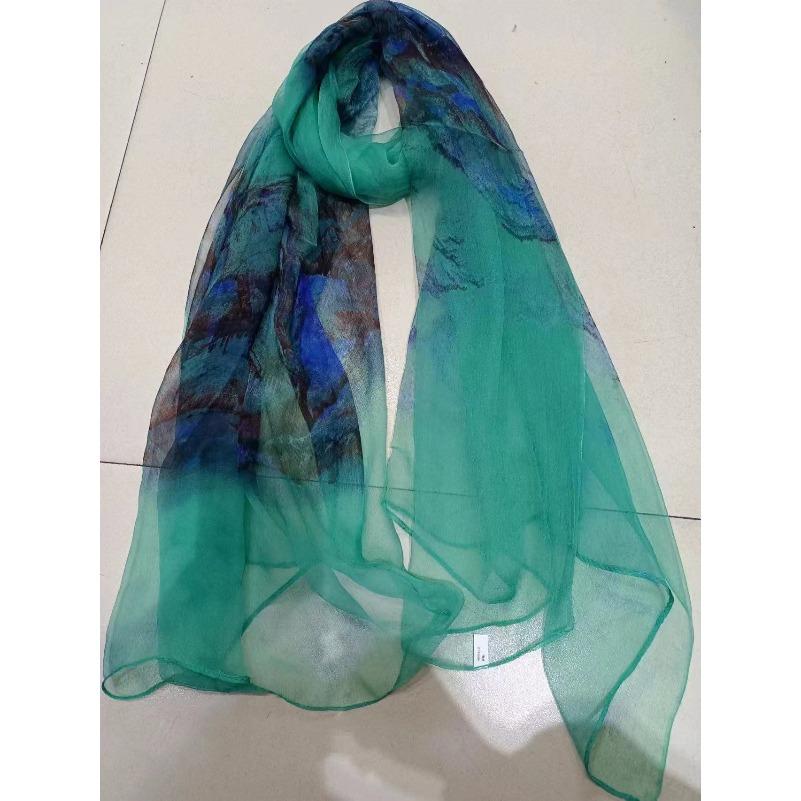 [BYSIFA] Ladies Silk Scarf Shawl New Long Scarves Fashion Brand Scarves Elegant Purple Blue Neck Scarf Beach Shawl Cover-ups
