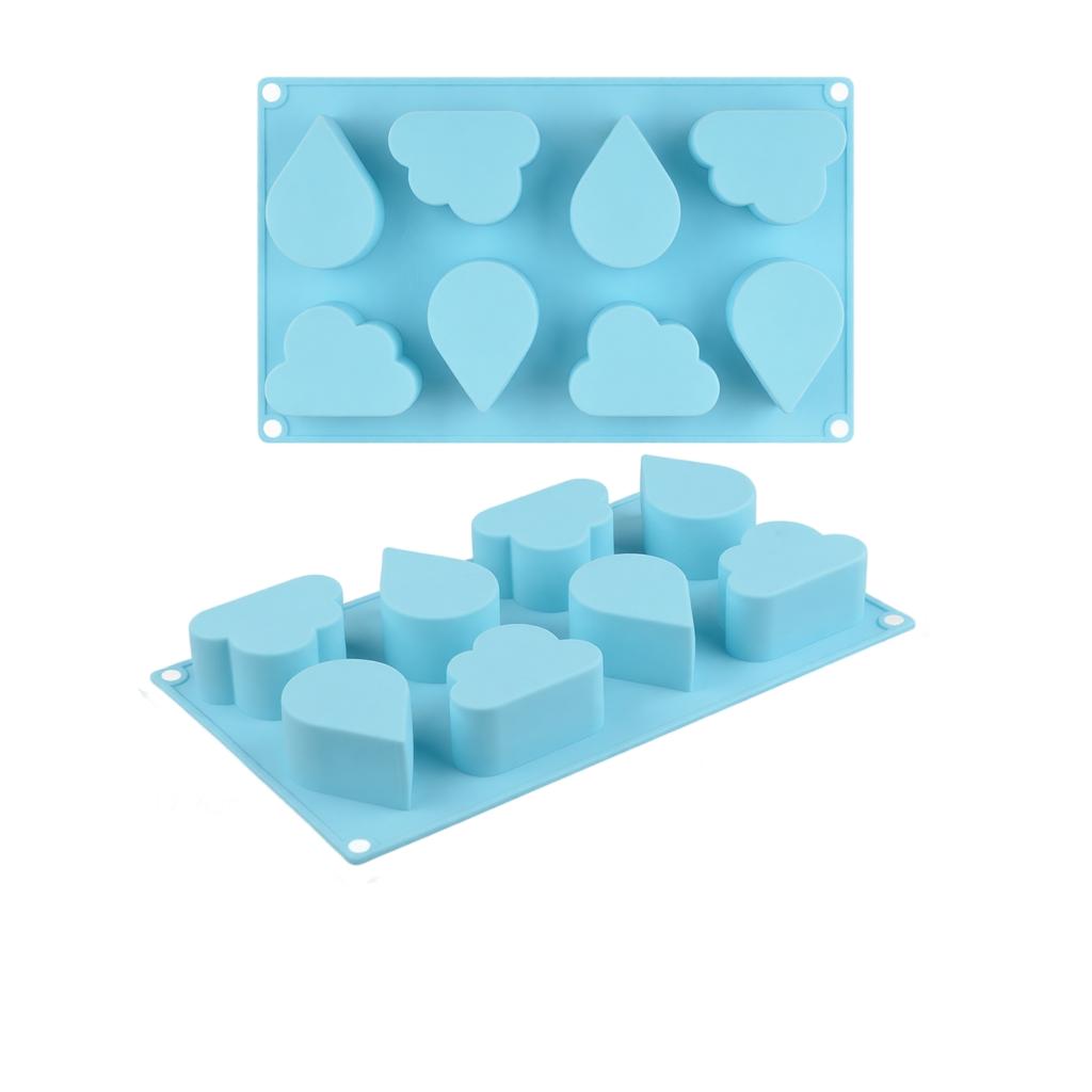 Silicone Cake Mold 8 Cavities Mousse Baking Mold Heart Shape Diamond Fruit Design Flexible Non-Stick Kitchen Tool for Dessert Making
