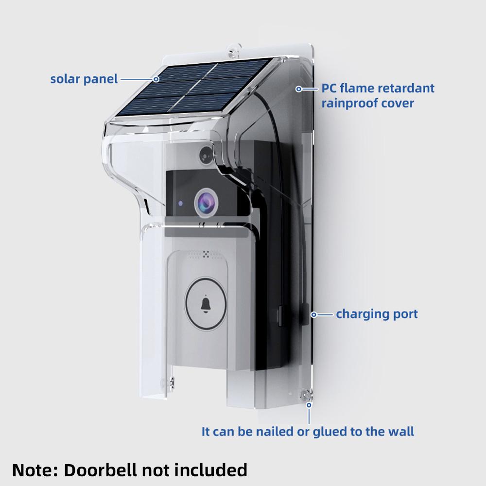 Kryt proti dešti na zvonek se solárním panelem Průhledný plastový chránič zvonku Štít Videotelefony