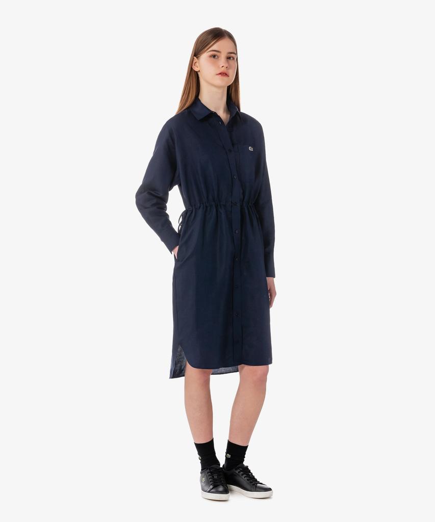 Lacoste Women'S Long Sleeve Linen Blended Shirt Dress Ef8271-56G 166