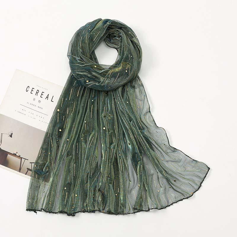 Fashion Gold Silver Thread  Long Shiny Sunscreen Shawl Female Transparent Yarn Wedding Bridesmaid Party Evening Dress Scarf R57