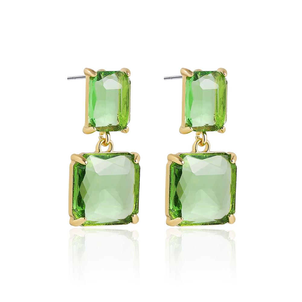 

Transparent Crystal Pendant Earrings for Women New Trendy Geometric Square Hanging Earrings Temperament Korea Zircon Gift зелений