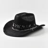 New Punk Style Western Cowboy Hat For Women Men Vintage Big-edge Cowgirl Jazz Hat Holidays Party Cosplay Hat