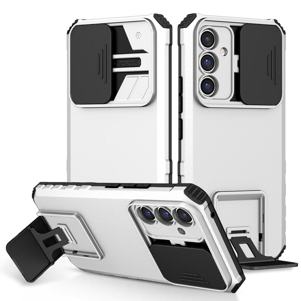 For Samsung Galaxy A36 5G Case Camera Slider PC+TPU Phone Cover with Kickstand