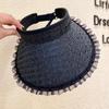 Design Sense Lace Empty Top Sunscreen Hat Women's Summer Big Eaves Vinyl UV Protection Sun Hat