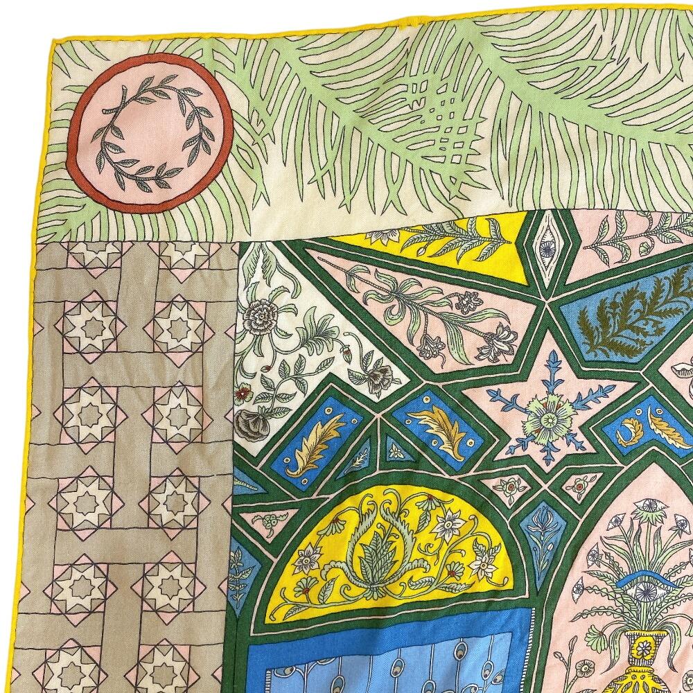 HERMES The Dance of the Amazons cashmere Caléjean 140 shawl yellow cashmere Used