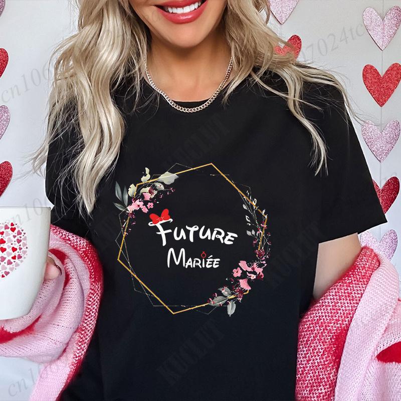 EVJF Future Bride T-shirt French Bridal Wedding Team Bride Tops Unisex Bachelorette Hen Party Tshirt Floral Bridesmaid Tees