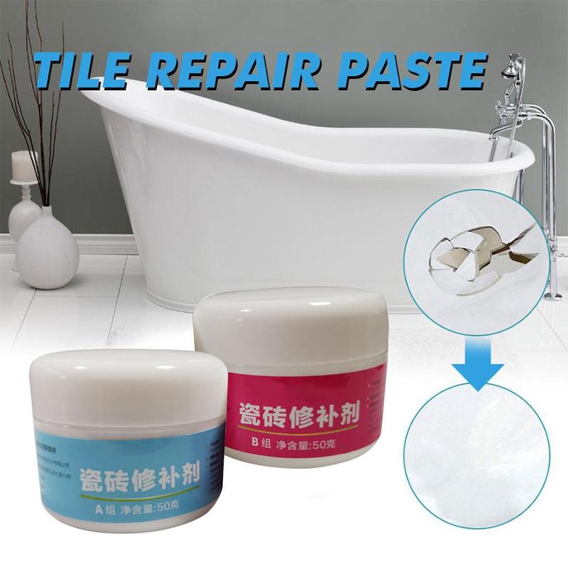 Tile Repair Paste Kit Bathroom Tub Repair Porcelain Paste Repairing Tool Wall Fiberglass Porcelain Ceramic Fix Crack Cream
