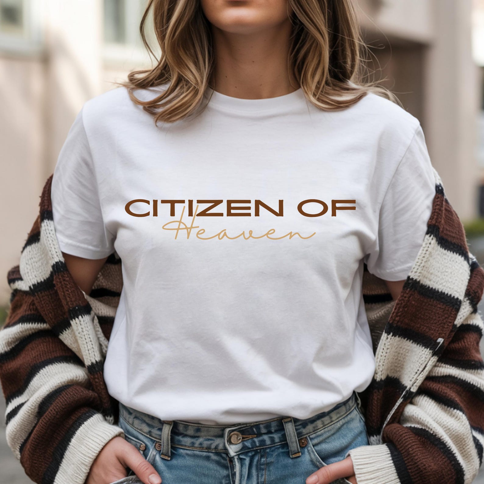 Citizen of Heaven T-shirt, Christian Faith Tee, Garment-Dyed Cotton Shirt L