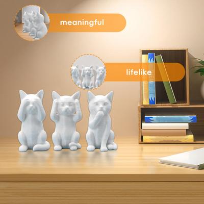 Akıllı Kedi Süsü Görme Konuşma Duyma Yok Mini Kedi Heykeli Plastik Hayvan Heykeli Ev Ofis Masaüstü Kitaplık Dekorasyonu