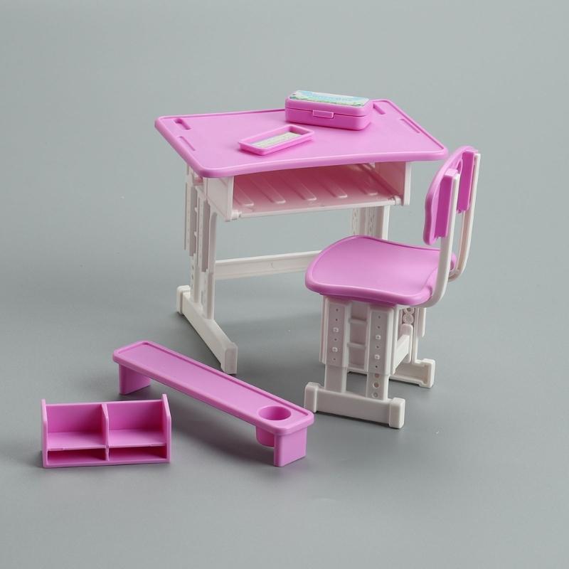 Study Desk Chair Miniature Furniture Model For Kids Early Education Furniture 1/12 Doll House Scene Setting Accessories