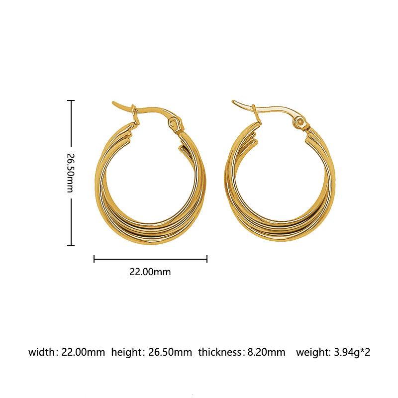 18K Stainless Steel Multi-layer Geometric Circle Earrings for Women - Fashionable and Versatile Design.