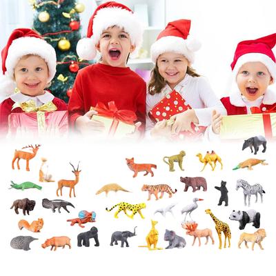 Kids Animals 24 Days Countdown Calendar with Realistic Animal Figurine Toys Christmas Advent Calendar for Kids Gift