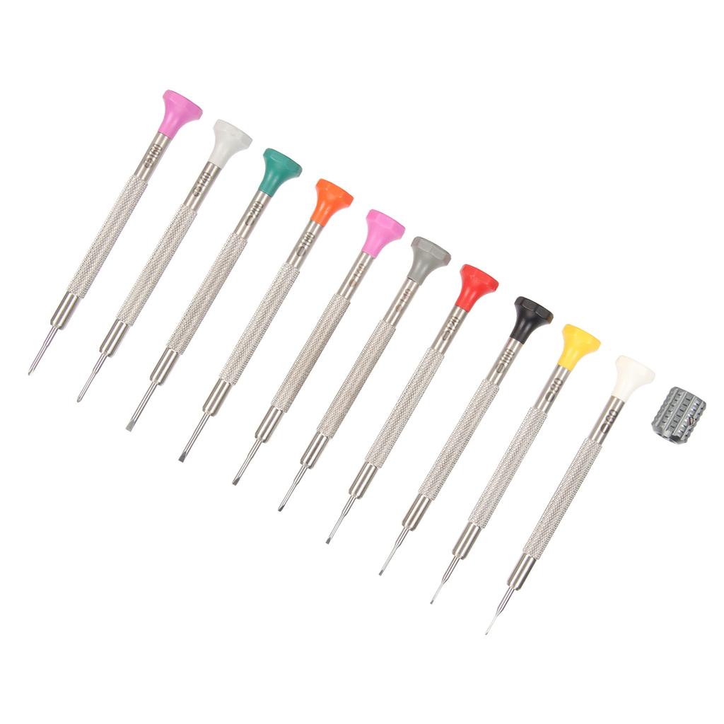 10Pcs Watch Screwdriver Set 8 Sizes Slot and 2 Sizes Cross Stainless Steel Watch Screwdriver Tools