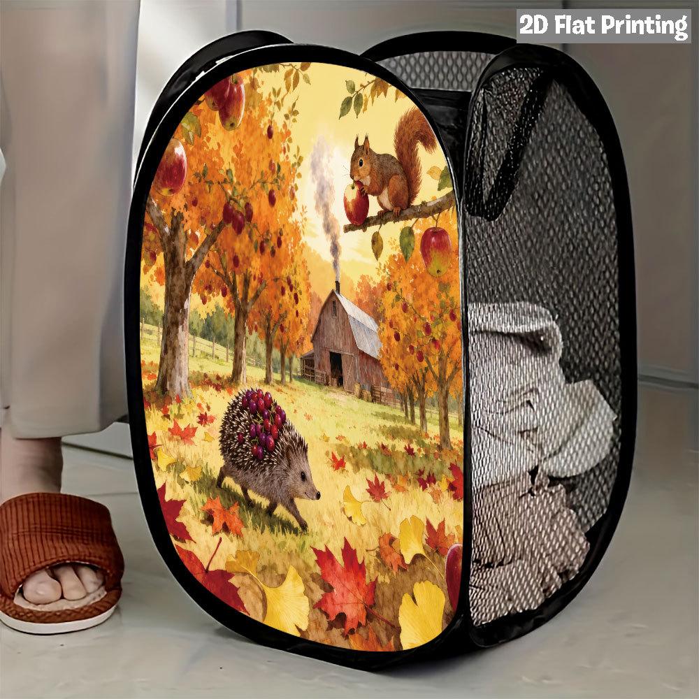 1Pcs Autumn Sunflower Pumpkin Series 6 Pop-Up Laundry Hamper Expandable Mesh Hamper Basket for Room Bedroom Bathroom Organization Contemporary Storage
