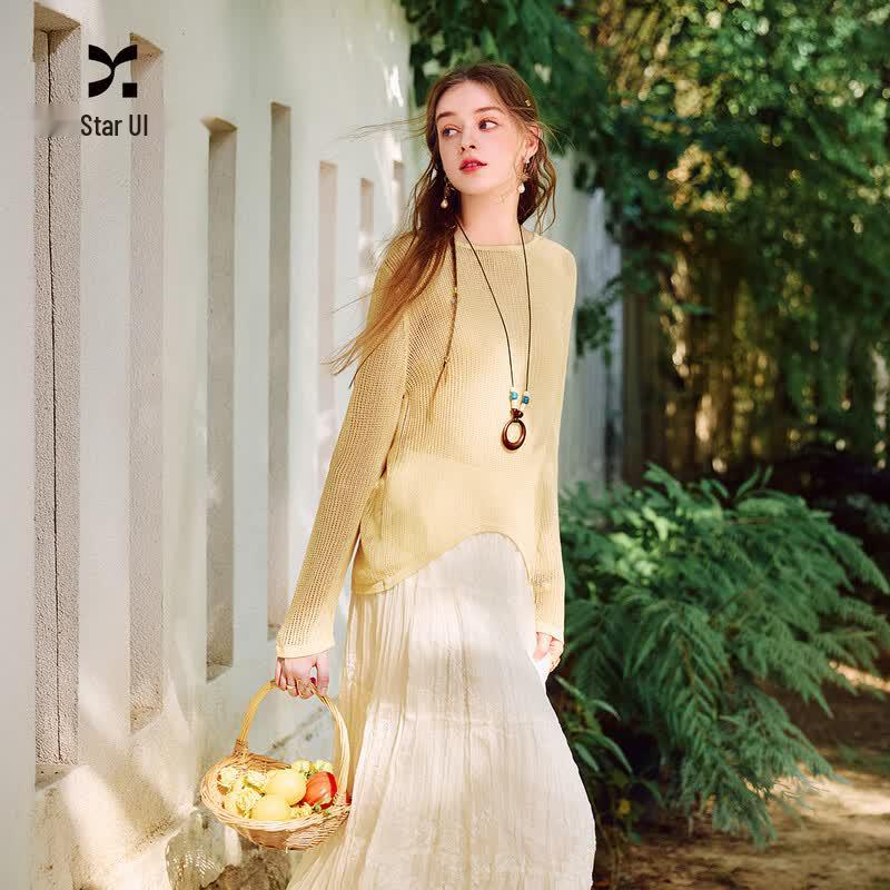 Women s Linen Blend Loose Knit Top S