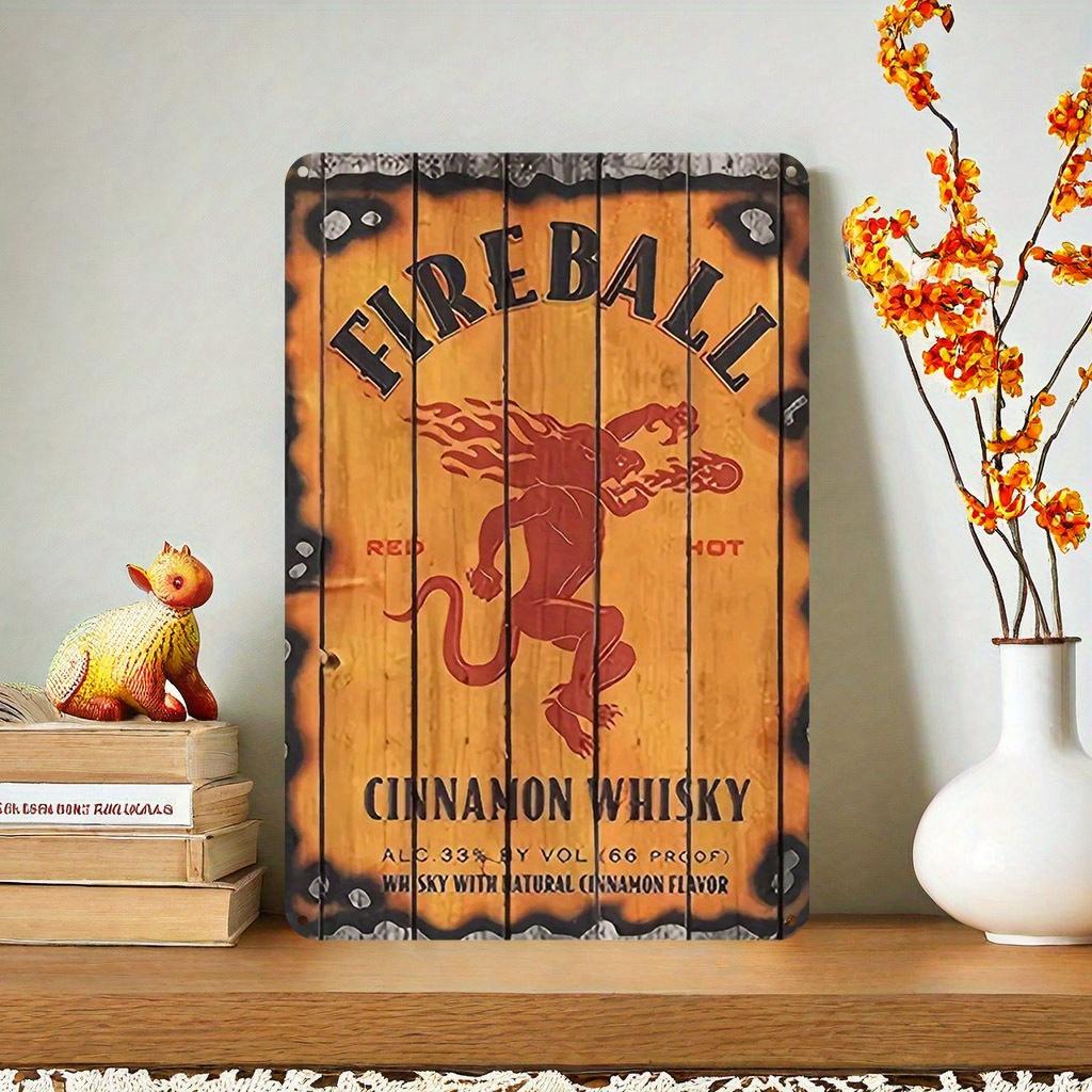 

Vintage Fireball Canela Whisky Metal Sign Durable A Living Room Retro Waterproof Easy Hang for Home Bar Kitchen Decorate Signs 20x30cm
