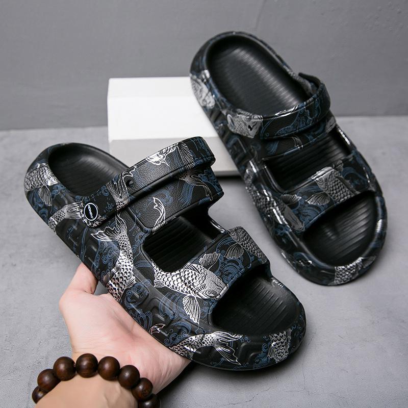 

Модные летние новые парные сандалии из ЭВА для женщин и мужчин, повседневные пляжные тапочки на толстой подошве для отдыха, мужские нескользящие классные тапочки 44-45 чёрный