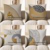 Home Decor Golden Deer Abstract Pattern Throw Pillow Pattern Cushion Cover Suitable For Sofa Bedroom Car Pillow Cover